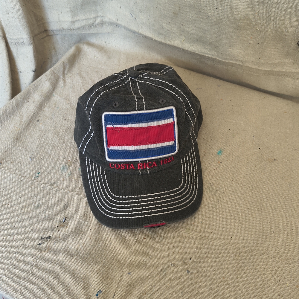 Men's Disressed Adjustable Costa Rican Flag Black Cap by Pura Vida